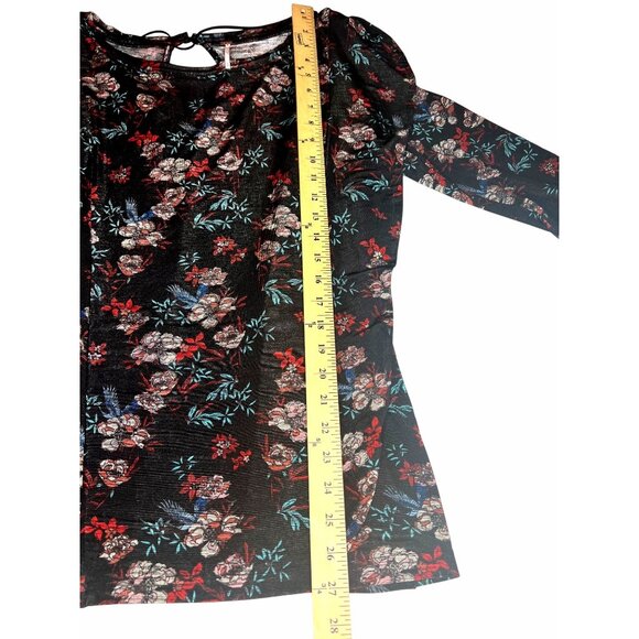 Free People Womens Dock Street Black & Red Boho Floral Ruffle Top Size Large - Picture 13 of 13
